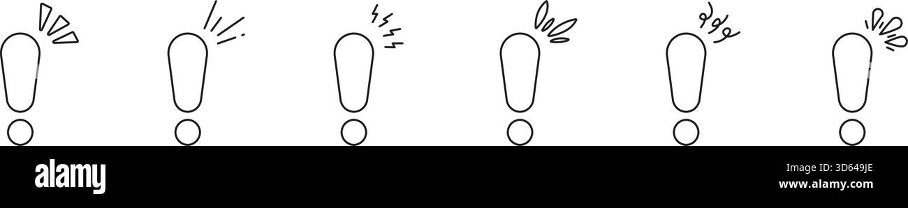 Alert and Warning Line Icon Set. Exclamation Mark Outline Symbols ...