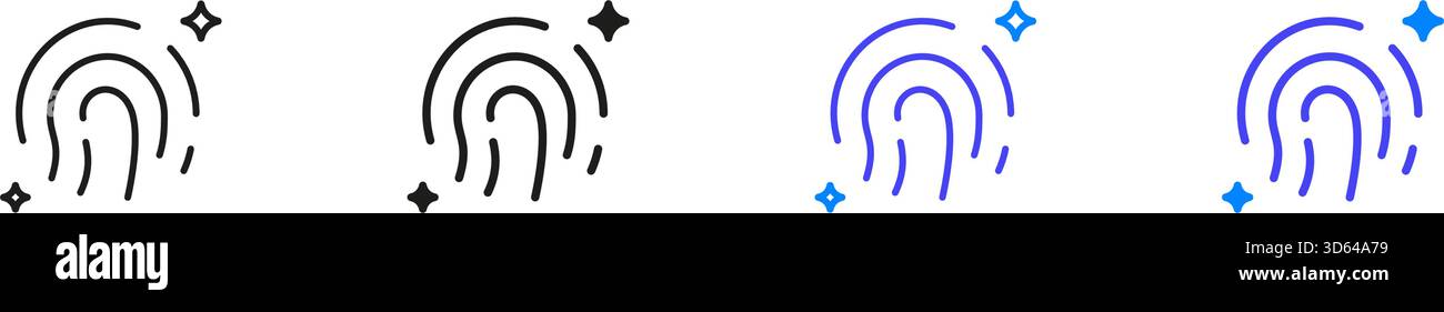 Ai Fingerprint Recognition Line And Solid Icon Set. Biometric Security ...