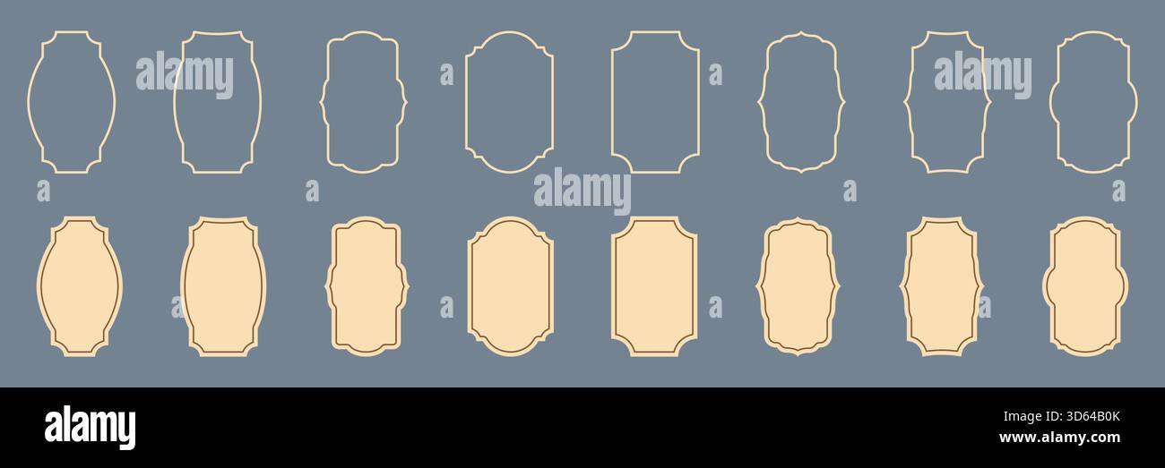Decorative Vertical Label Frame Silhouette and Outline Icon Set ...
