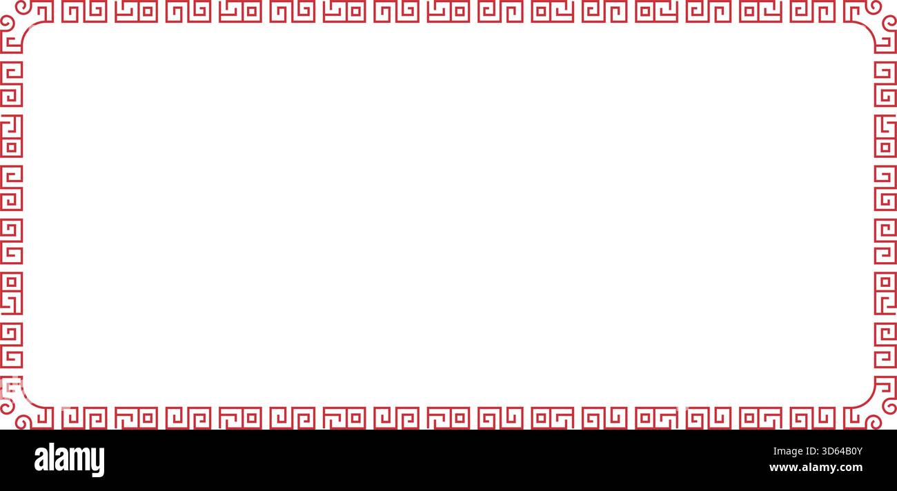 Red Greek Key Border Design. Traditional Meander Pattern Frame Outline ...
