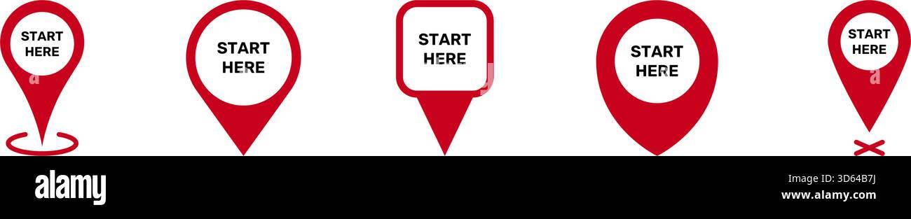 Red Location Pin Symbol Collection. Start Here with Map Icon Set. Start ...