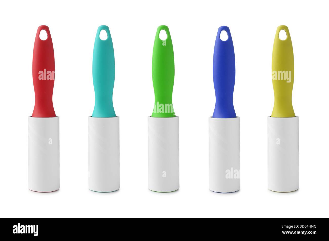 Lint rollers for cleaning clothes isolated on white, set Stock Photo