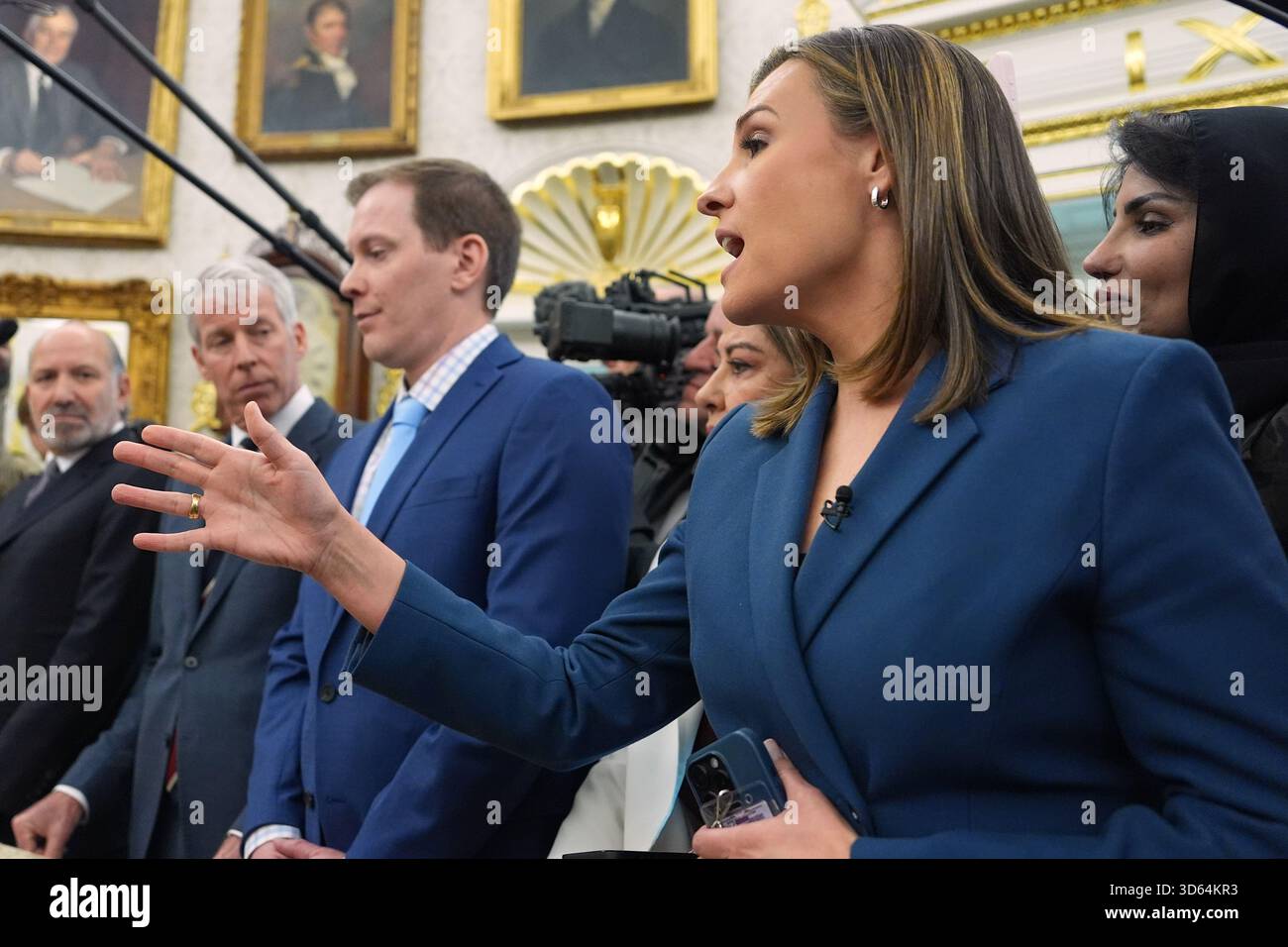 ABC News reporter Mary Bruce asks a question as President Donald Trump