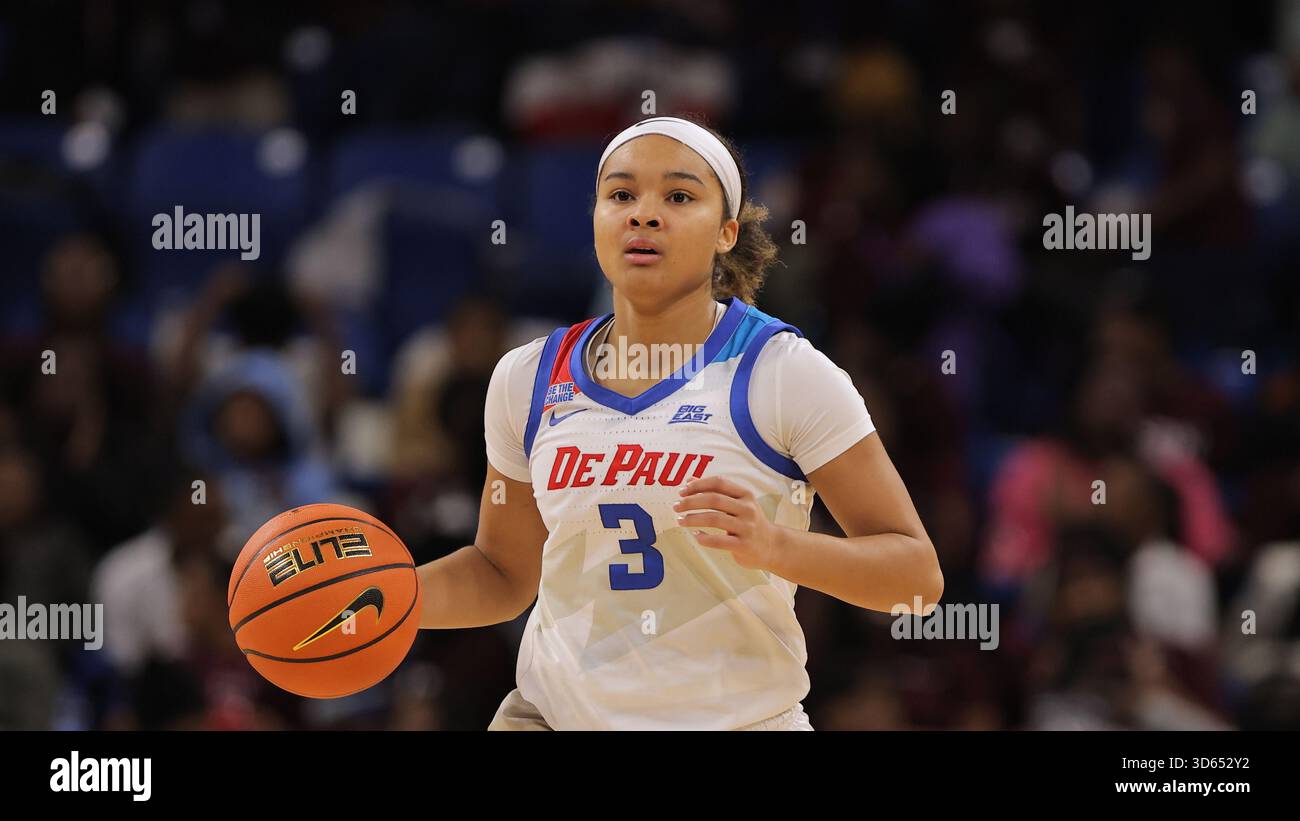 DePaul guard Alayna West (3) brings the ball up court during an NCAA ...