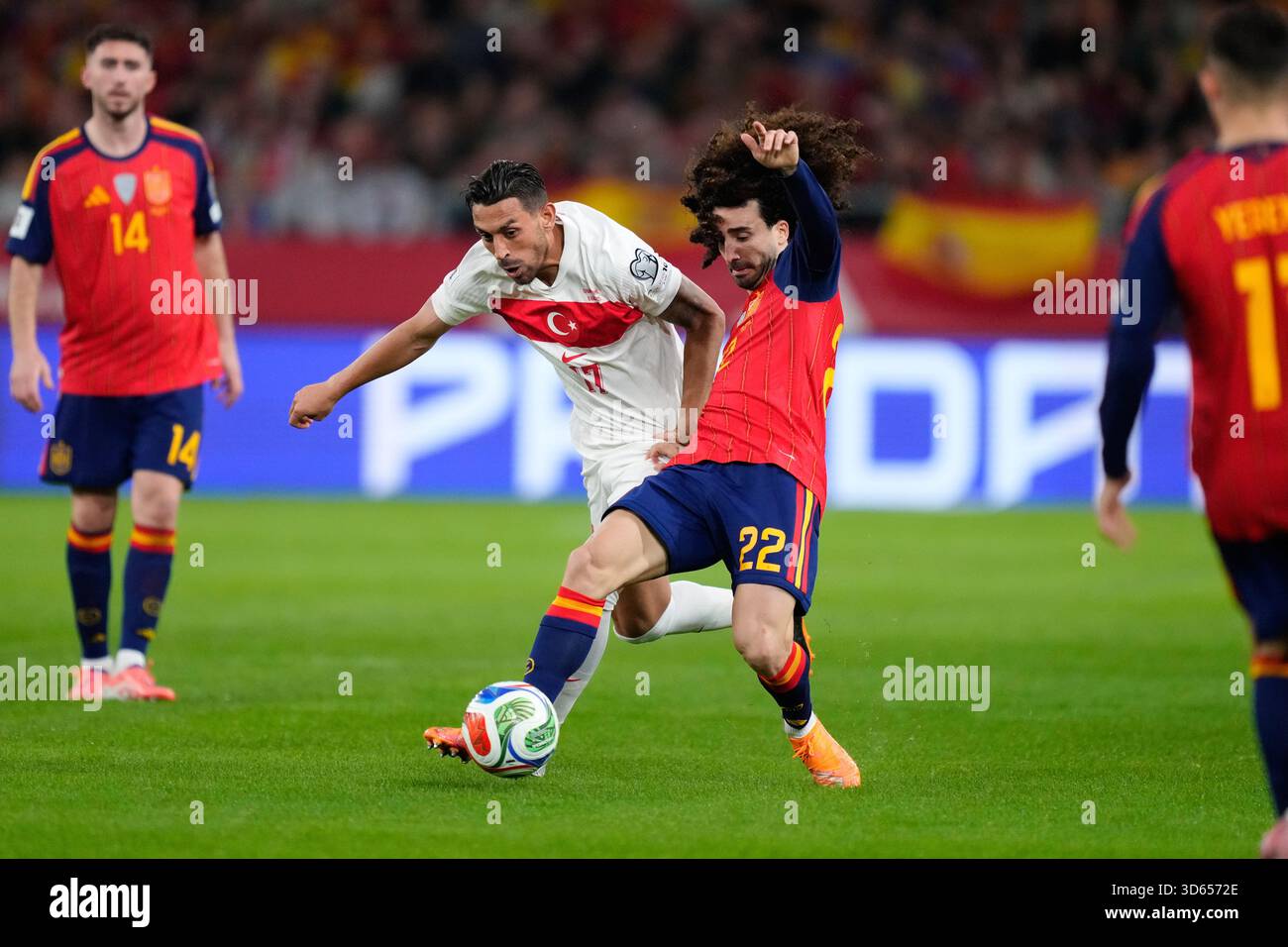 Spain s Marc Cucurella Fights For The Ball Against Turkey s rfan Can Spain s Marc Cucurella Fights For The Ball Against Turkey s rfan Can