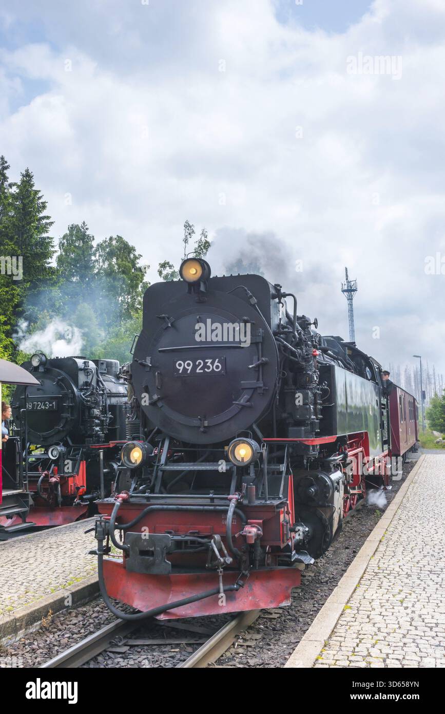 Steaming railway locomotives, two steam locomotives, steam locomotive ...