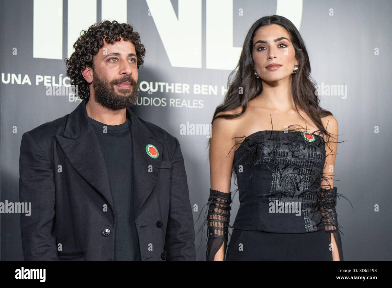 Motaz Malhees And Saja Kilani Poses During The Premiere For The Film Motaz Malhees And Saja Kilani Poses During The Premiere For The Film La Voz De Hind At The Palacio De La Prensa In Madrid 3D65T93 