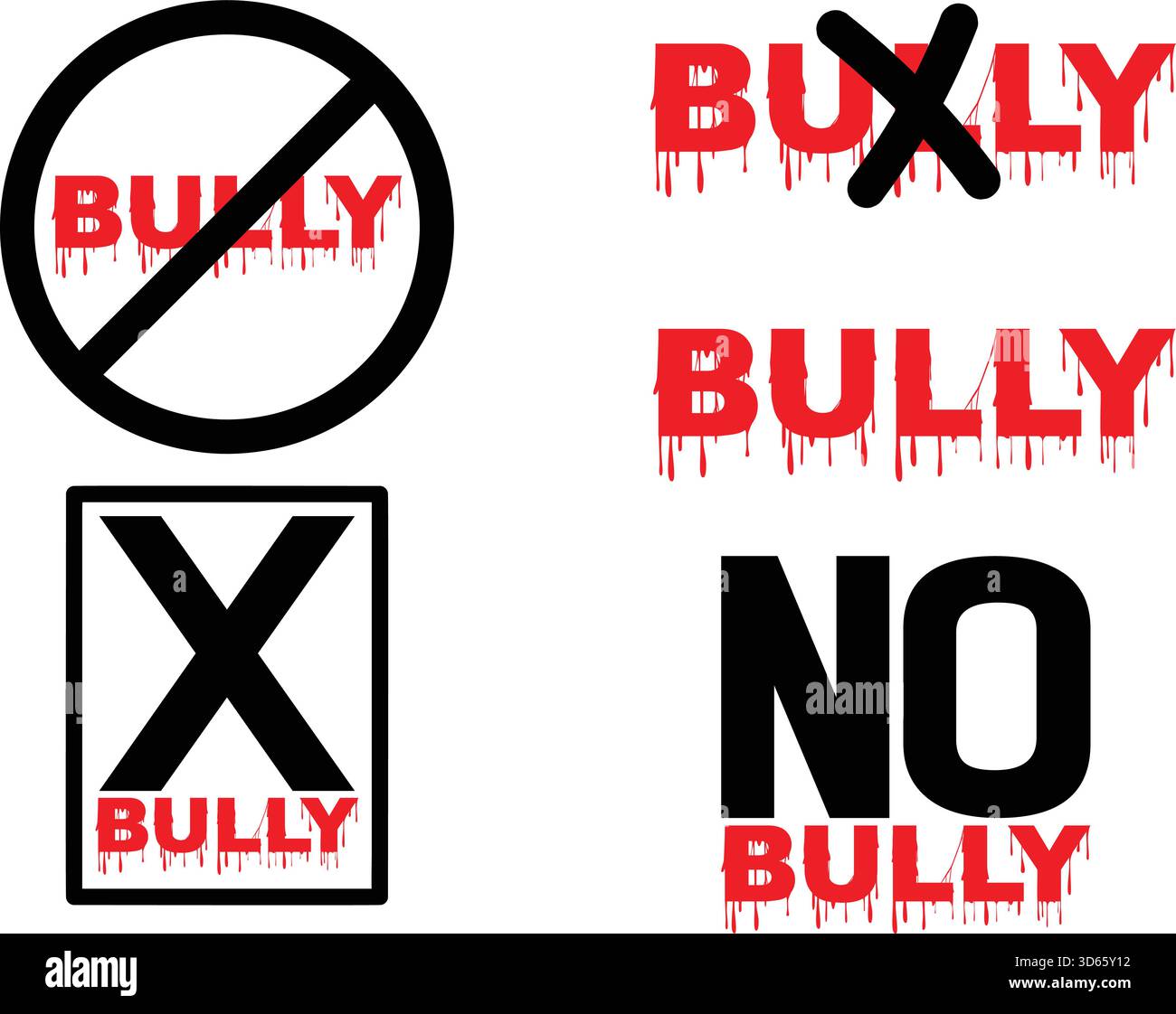 Bully warnings, prevention and awareness. Stock Vector