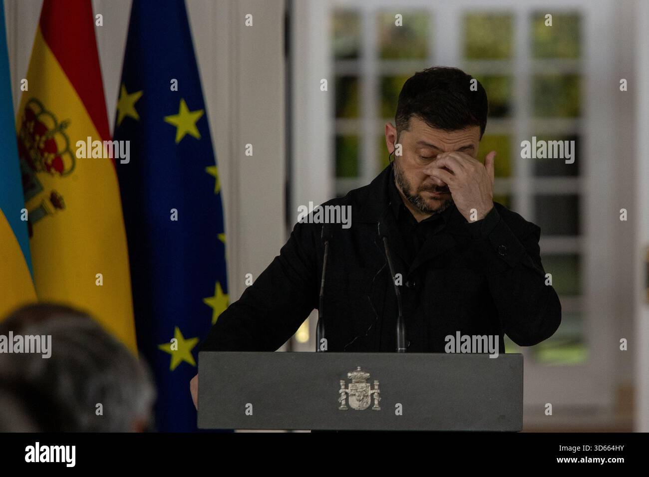 President of Ukraine, Volodymyr Zelensky, speaks during a press ...