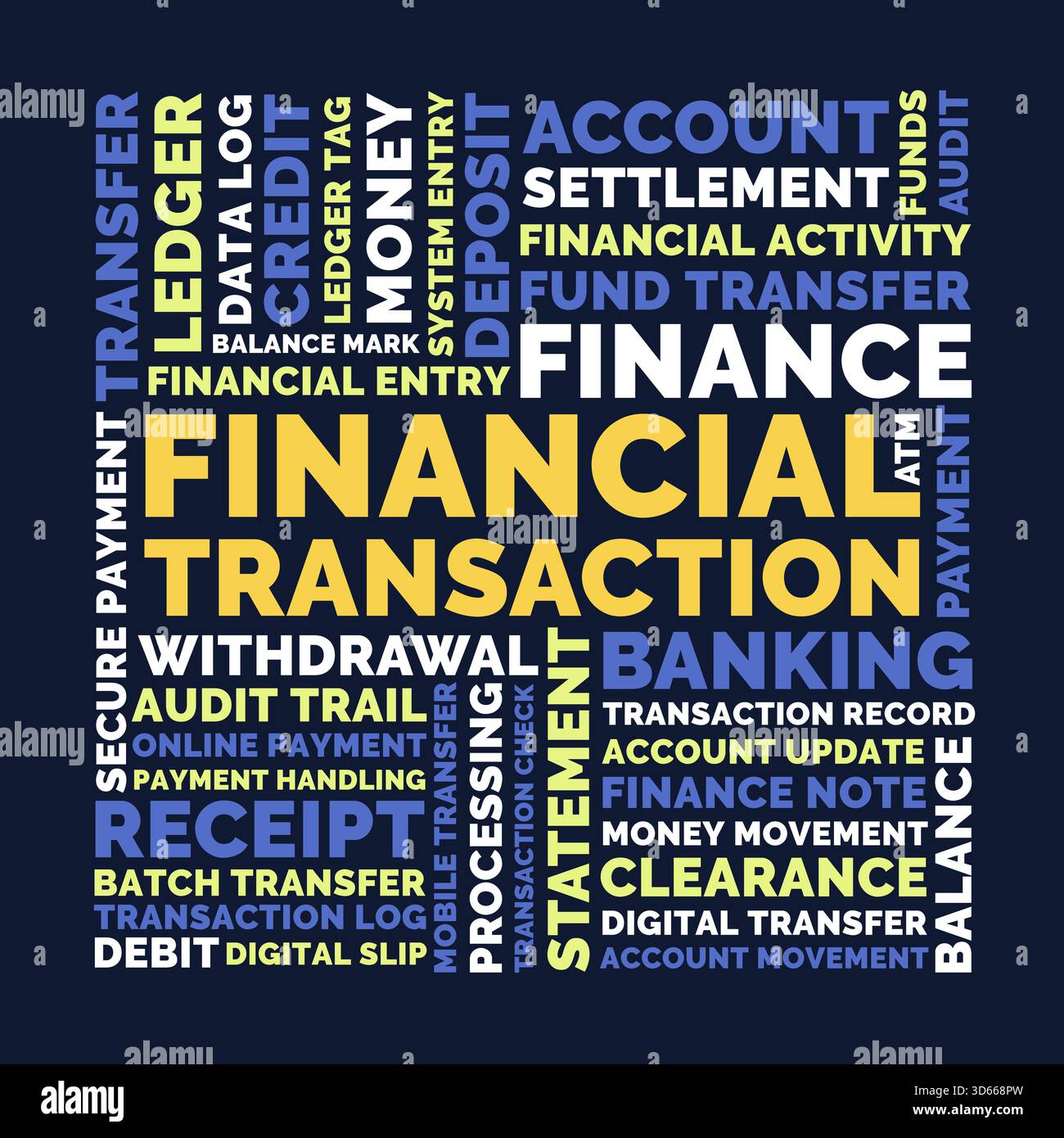 Financial Transaction Square Word Cloud, Banking Funds ledger and money ...