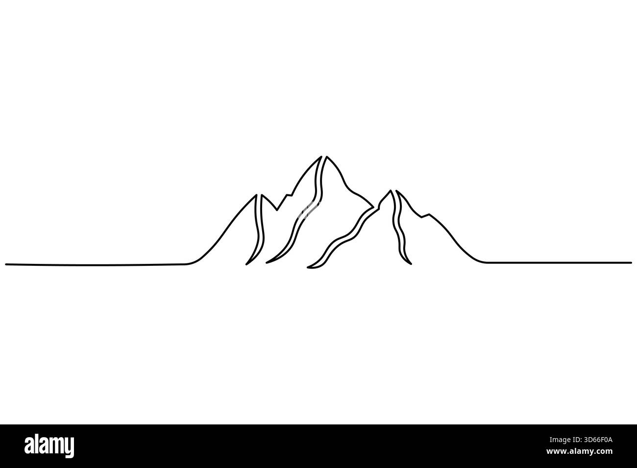 Minimalist mountains landscape one line art simple nature drawing ...