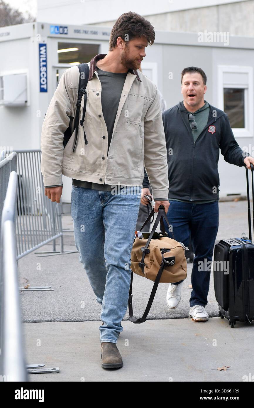 Tampa Bay Buccaneers tight end Cade Otton arrives at Highmark Stadium ...