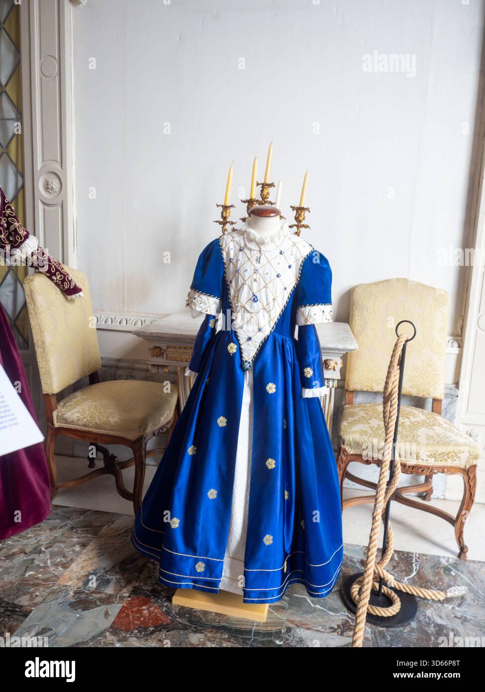 blue and white renaissance dress Renaissance Medieval Peasant Costume Off-Shoulder Lace-Up Puffy Sleeve Maxi Dress