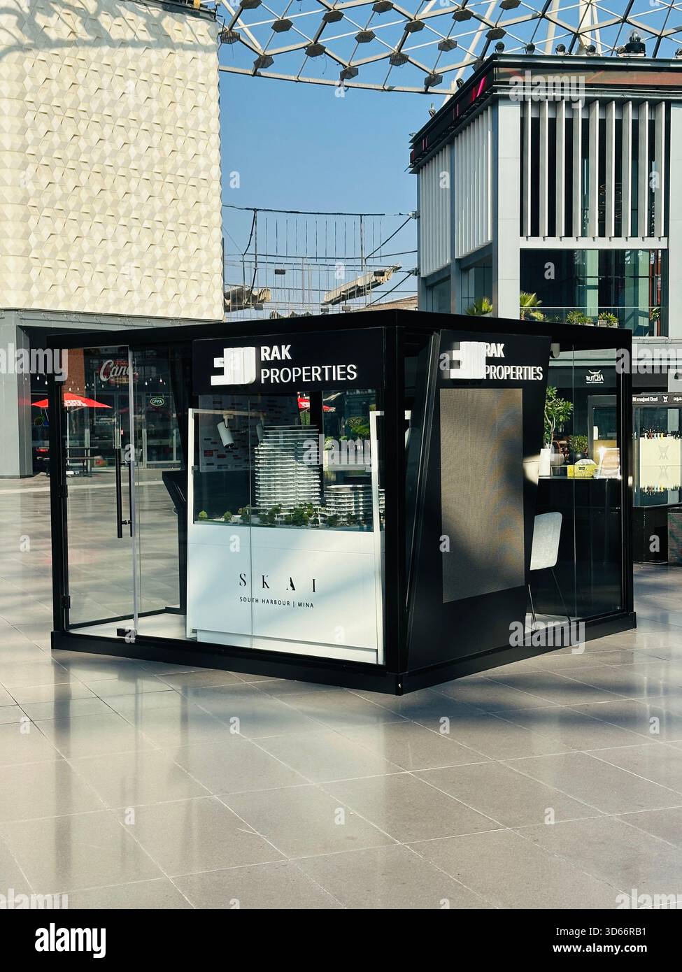 RAK properties kiosk Dubai - Smartphone Captured Stock Image