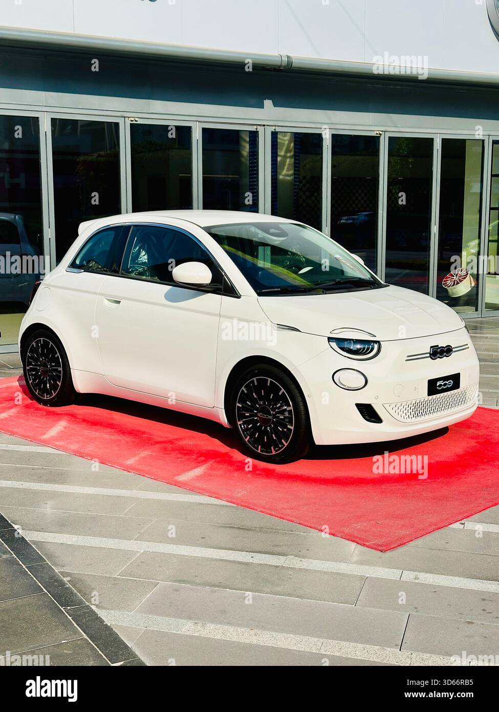 Fiat 500 outside showroom - Smartphone Captured Stock Image