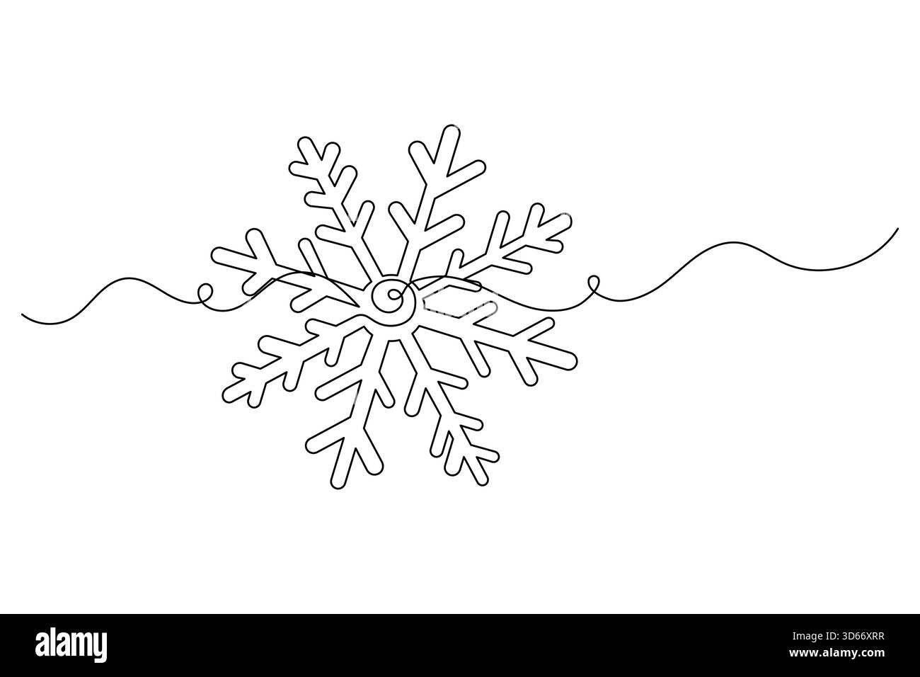 Snowflakes winter with christmas in a minimalist one line drawing ...