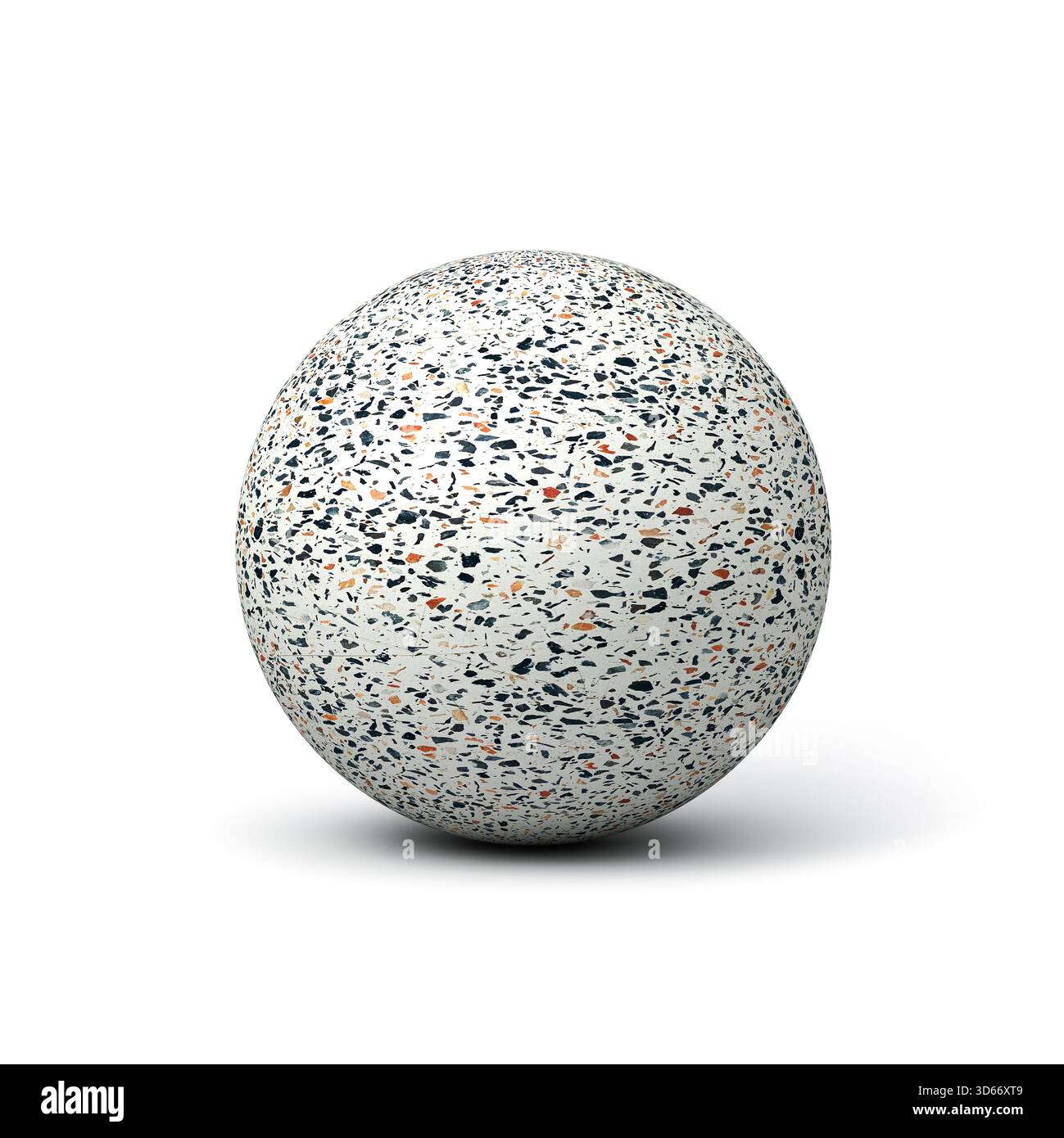 Marble texture sphere ball isolated on white background with shadow 3D rendering Stock Photo