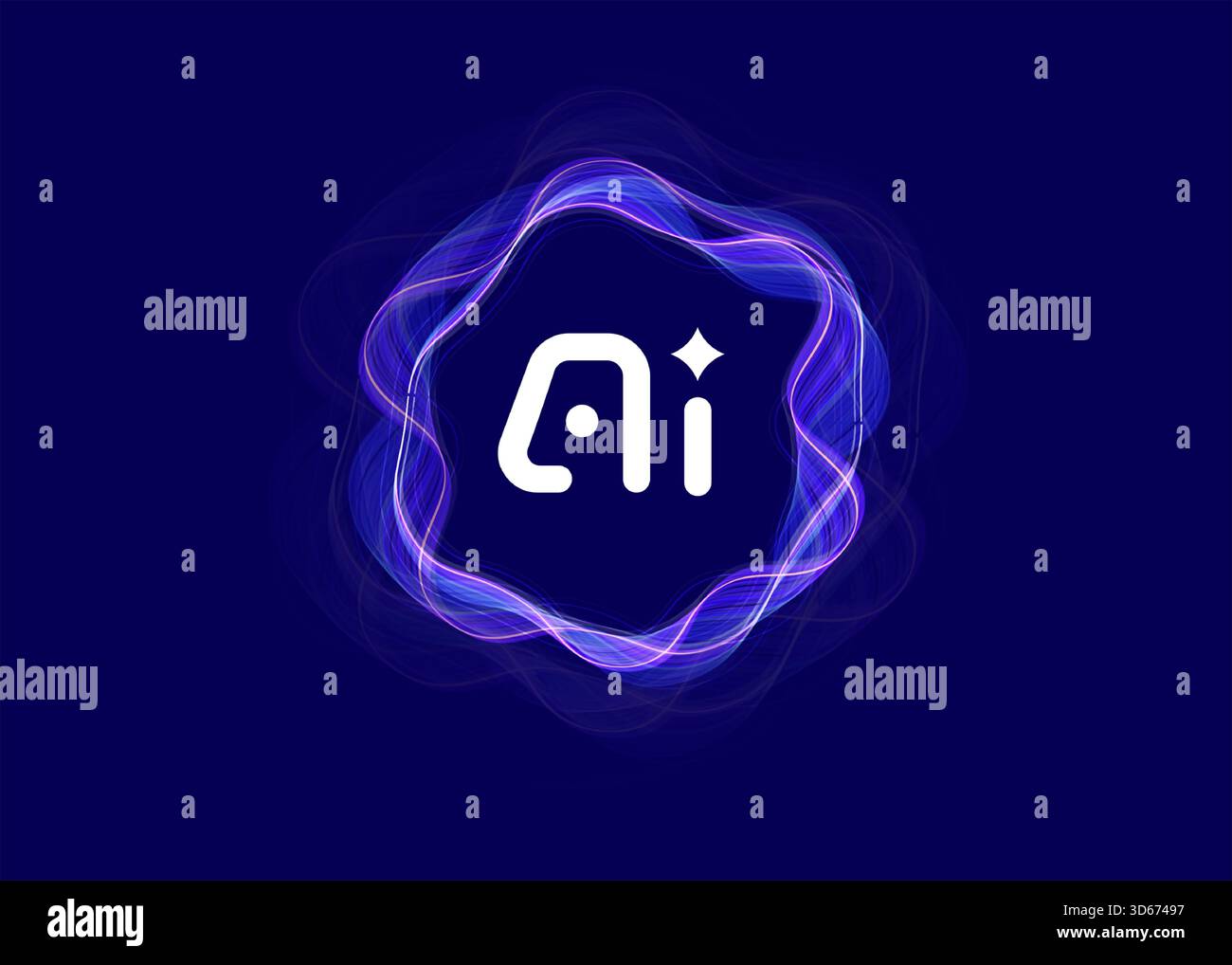 AI Cloud Circle Wave Logo Concept, Artificial Intelligence Abstract Icon. Automation Generate Technology, Computer Machine Learning Thinking. Future Stock Vector