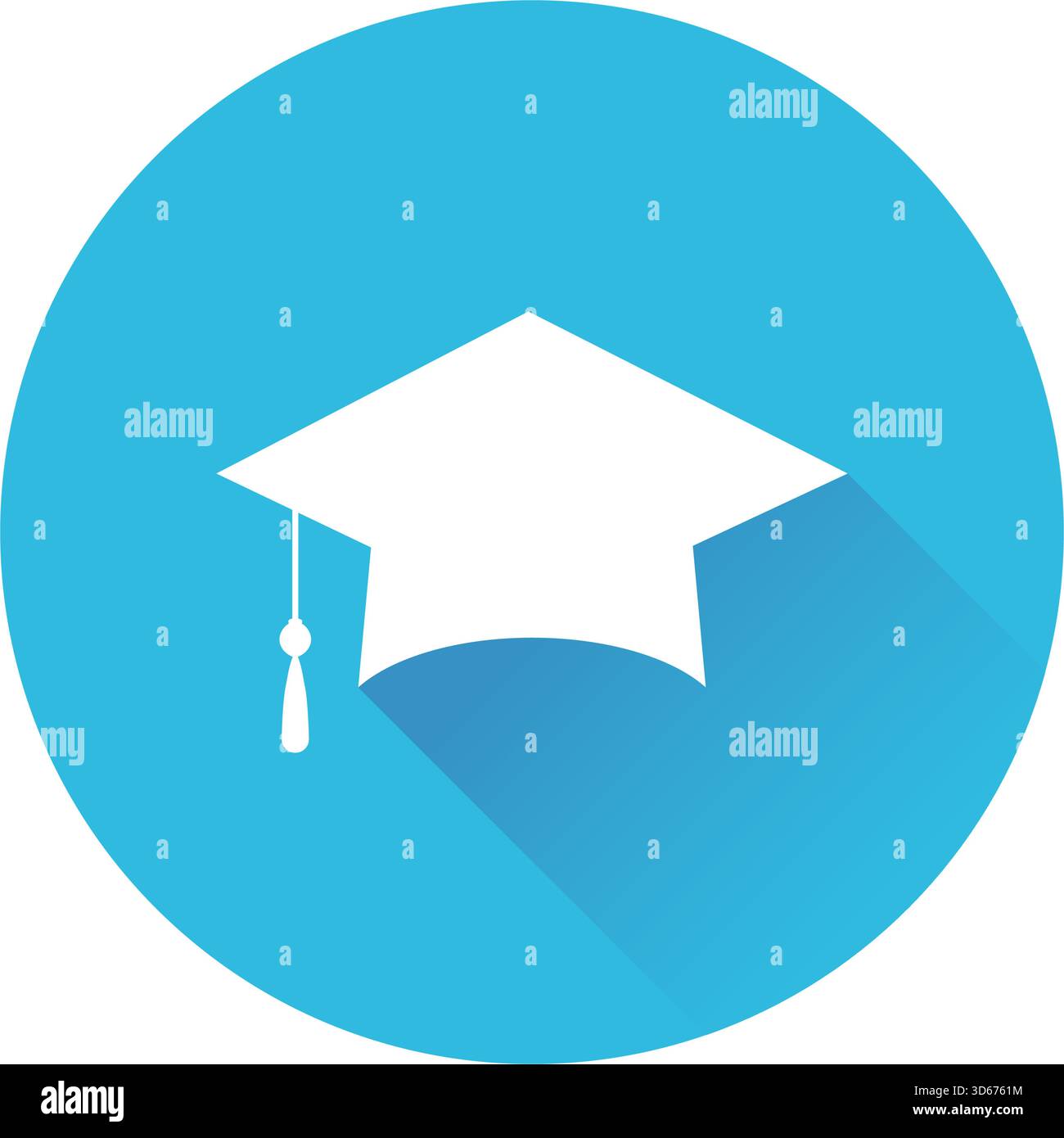 Graduation Ceremony Hat Round Icon, Isolated Vector Illustration Stock Vector