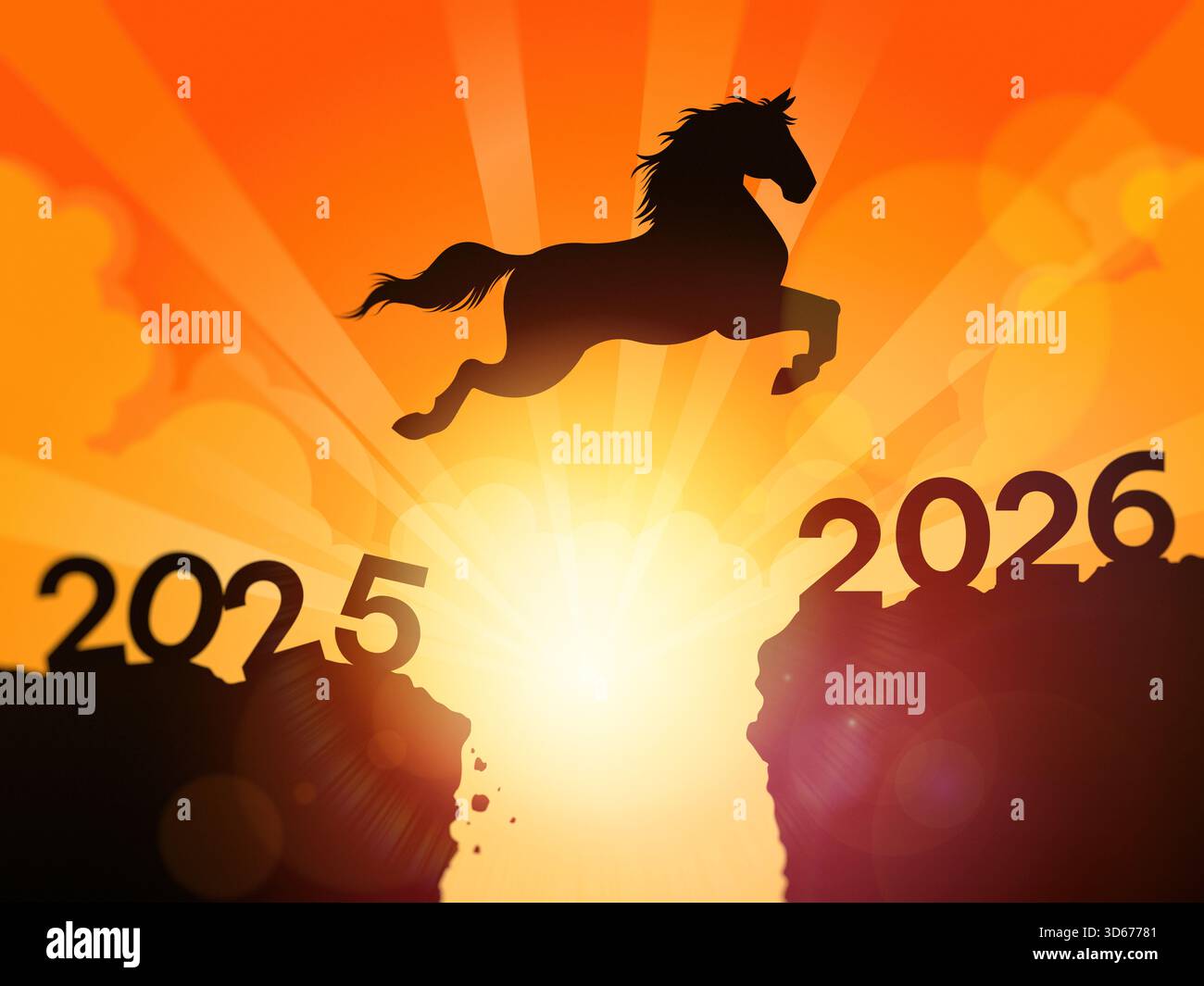 Jump From 2025 To 2026 Hi Res Stock Photography And Images Alamy Happy New Year 2026 Horse A Horse Is Jumping From 2025 To 2026 3D67781 