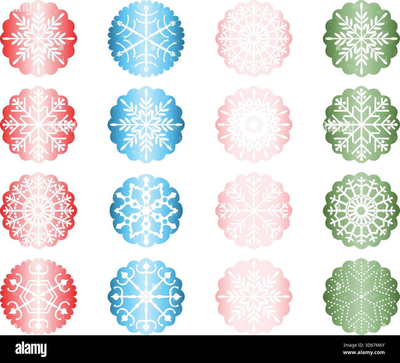 Vector set with Christmas snowflake ornaments Stock Vector