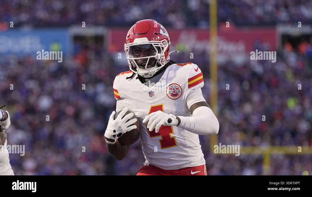 Kansas City Chiefs wide receiver Rashee Rice (4) carries during an NFL ...