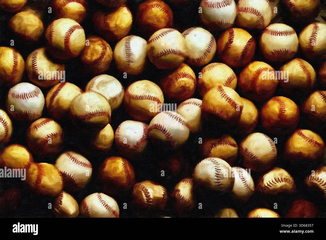 Yesterday's Hero. A collection of old baseballs. Stock Photo