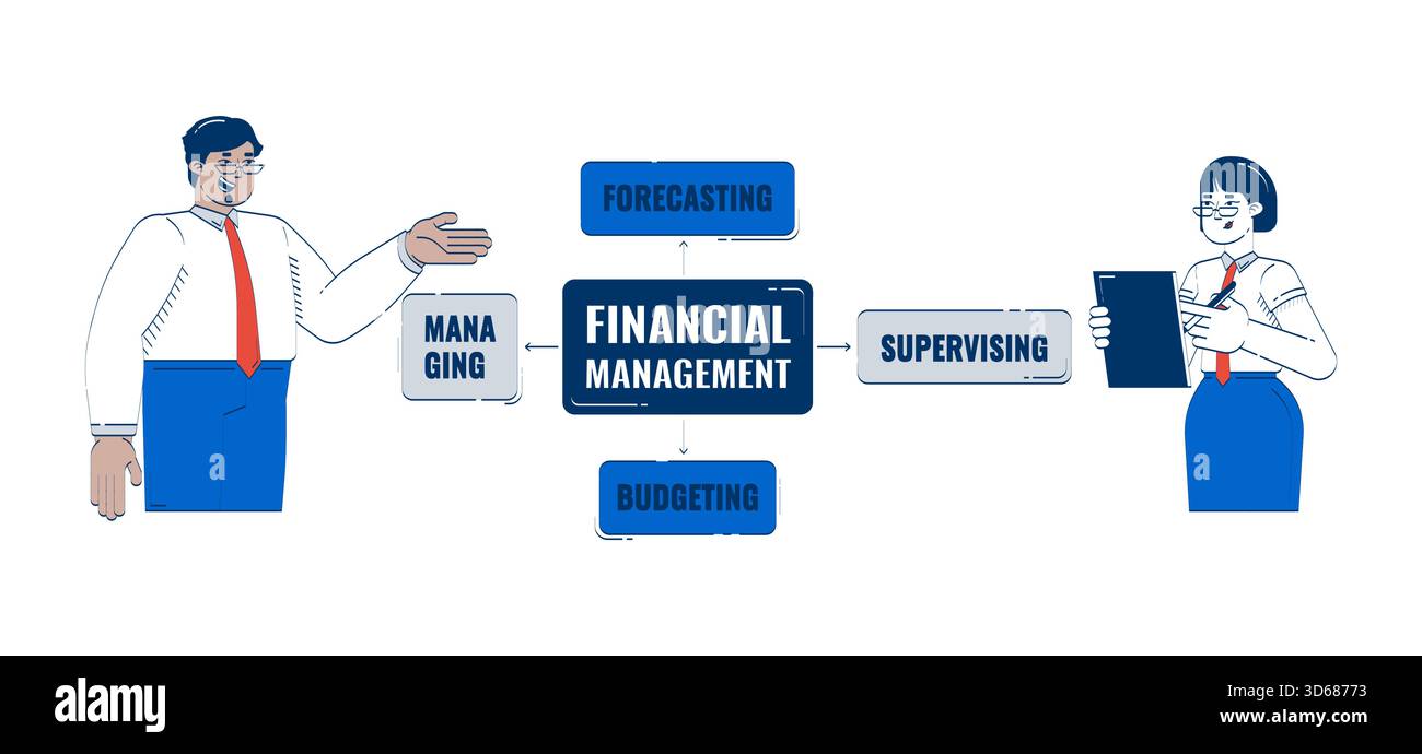 Financial management doodle illustration concept Stock Vector