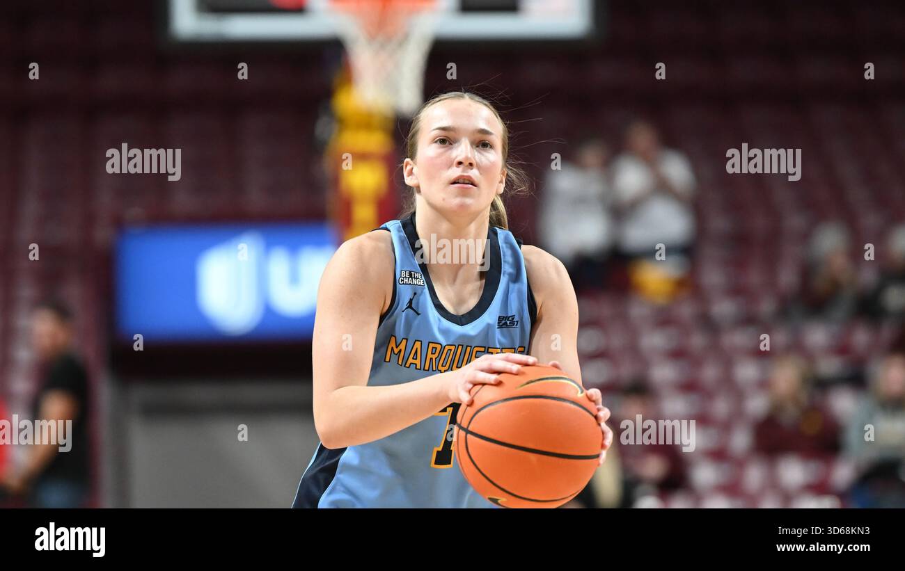 Utberg Marquette guard Bridget Utberg warms up during halftime against ...