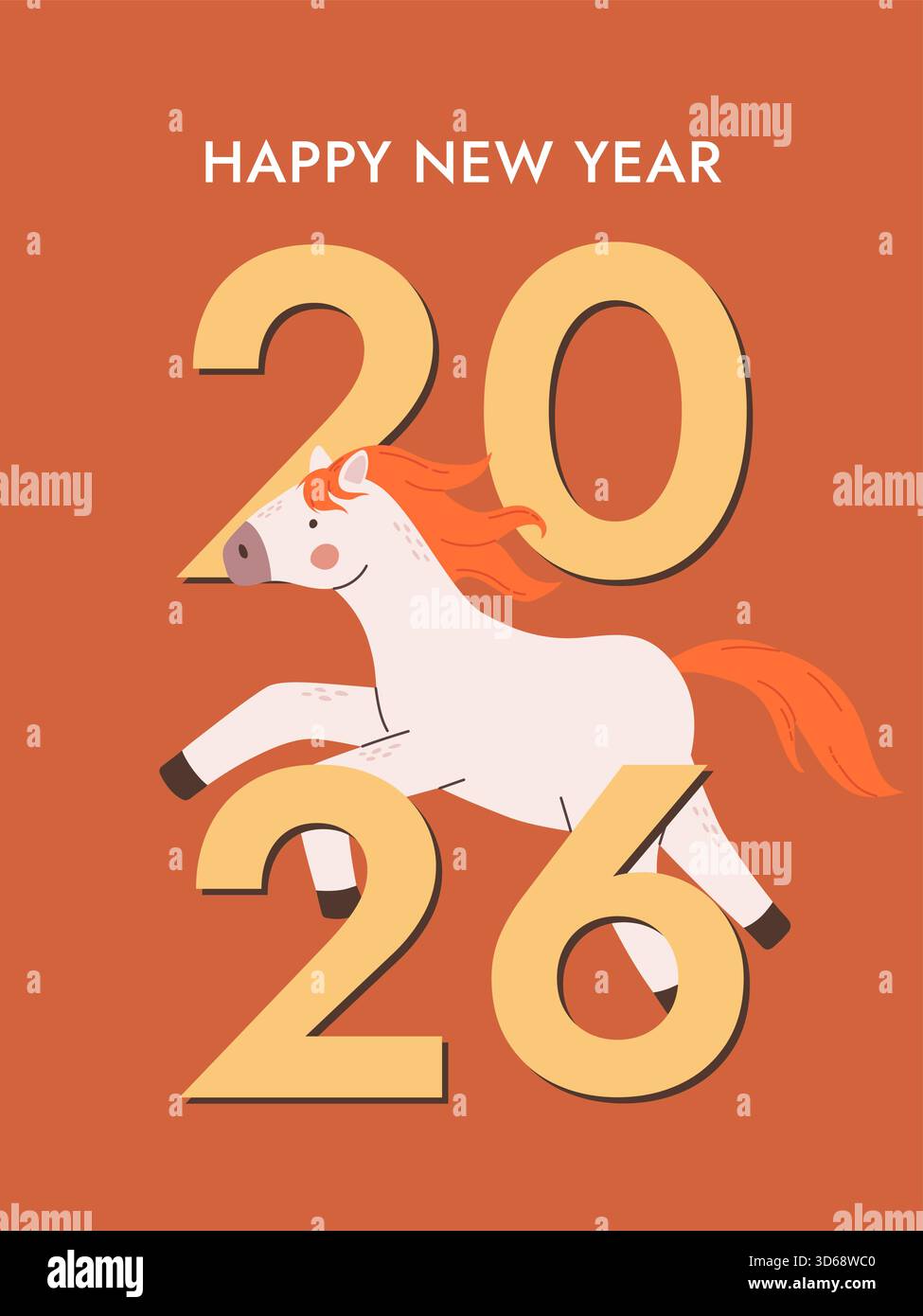 Chinese New Year of the horse 2026 greeting card vector illustration ...