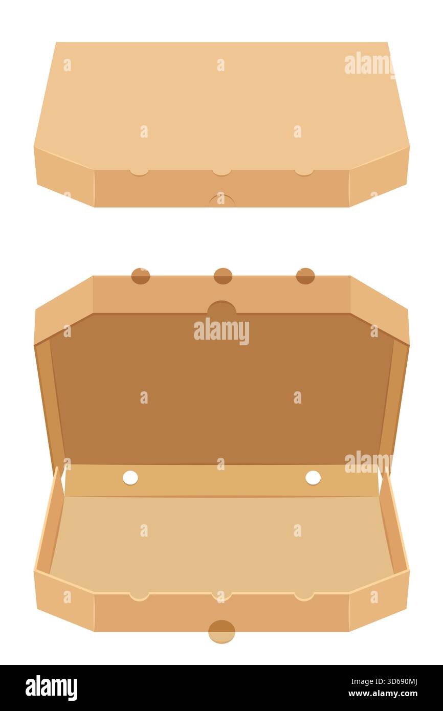 cardboard pizza box vector illustration isolated on white background Stock Vector