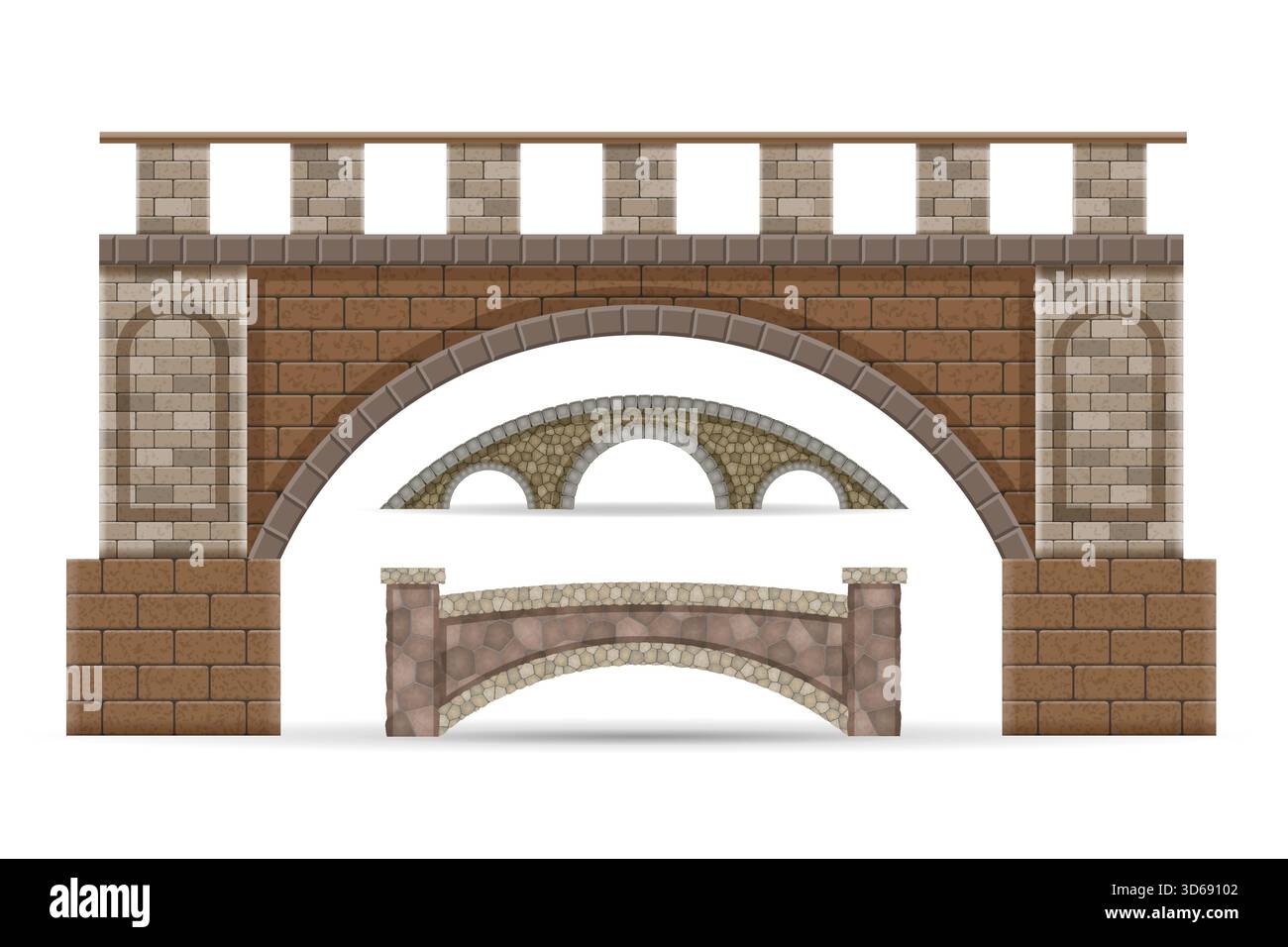 bridge made of stone cartoon stock vector illustration isolated on white background Stock Vector