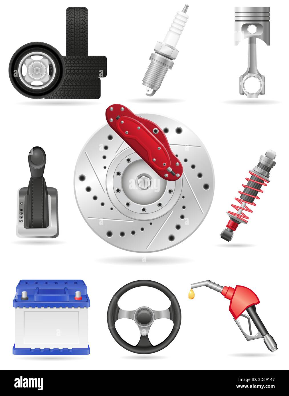 car parts set icon cartoon stock vector illustration isolated on white background Stock Vector