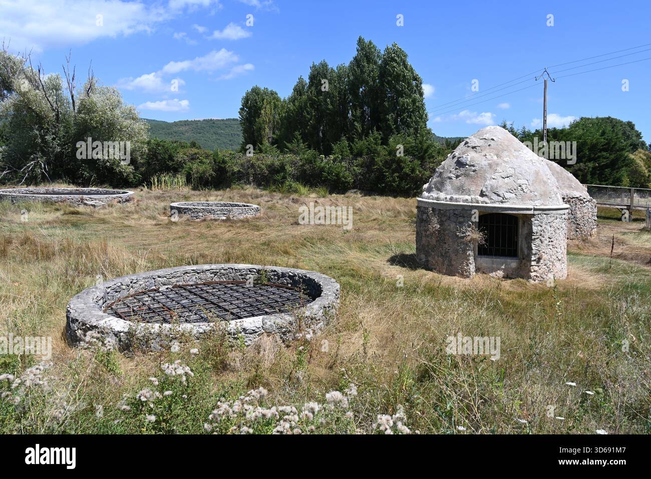 Historic Wells or Water Cisterns, known as Les Puits de la Vierge, Saint-Cézaire-sur-Siagne, Alpes-Maritimes, France Stock Photo