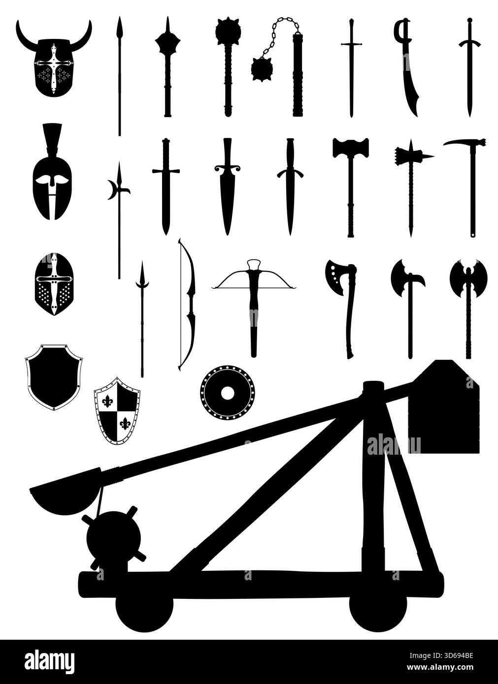 ancient weapons icons black silhouette cartoon stock vector ...