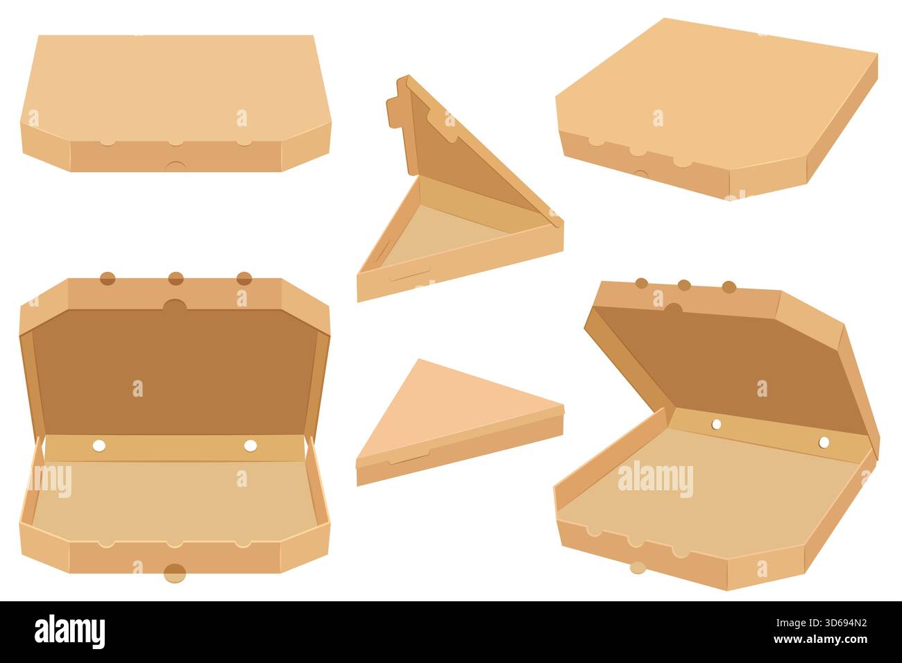 cardboard pizza box vector illustration isolated on white background Stock Photo