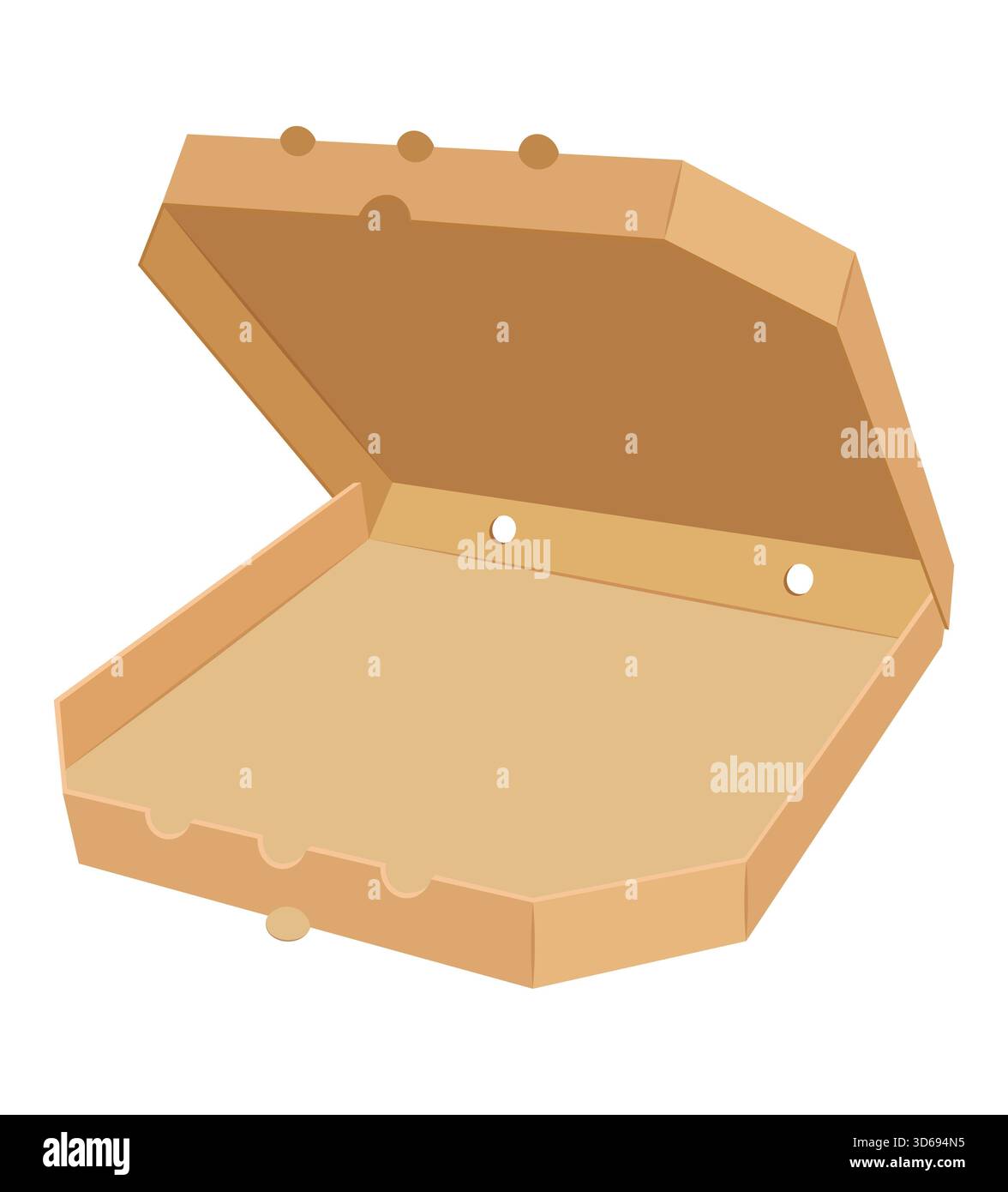 cardboard pizza box vector illustration isolated on white background Stock Photo