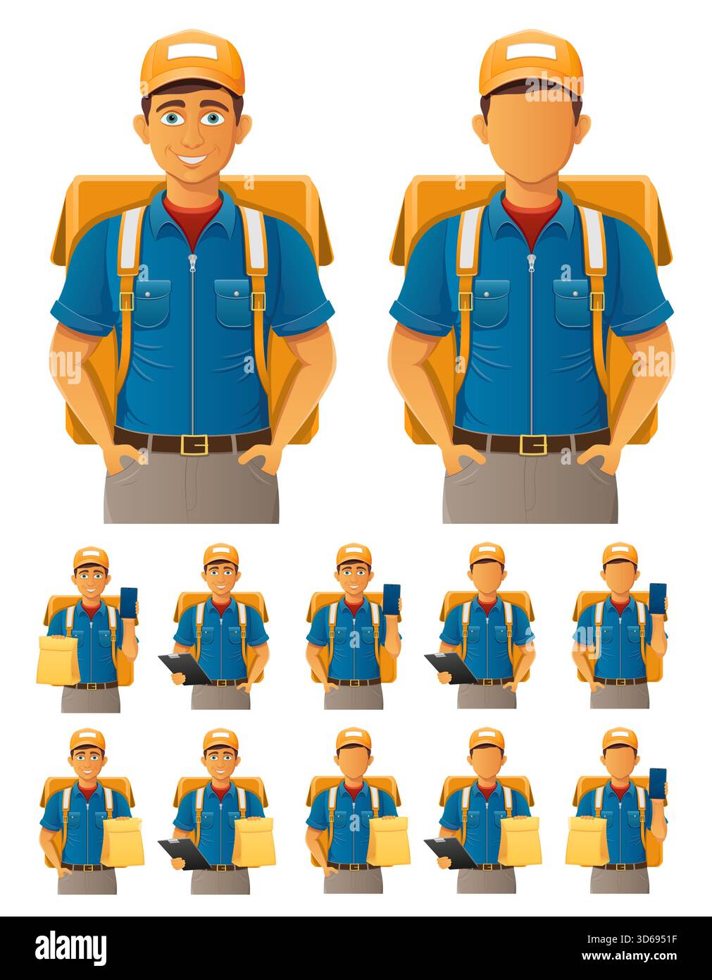 delivery service young man courier cartoon stock vector illustration ...