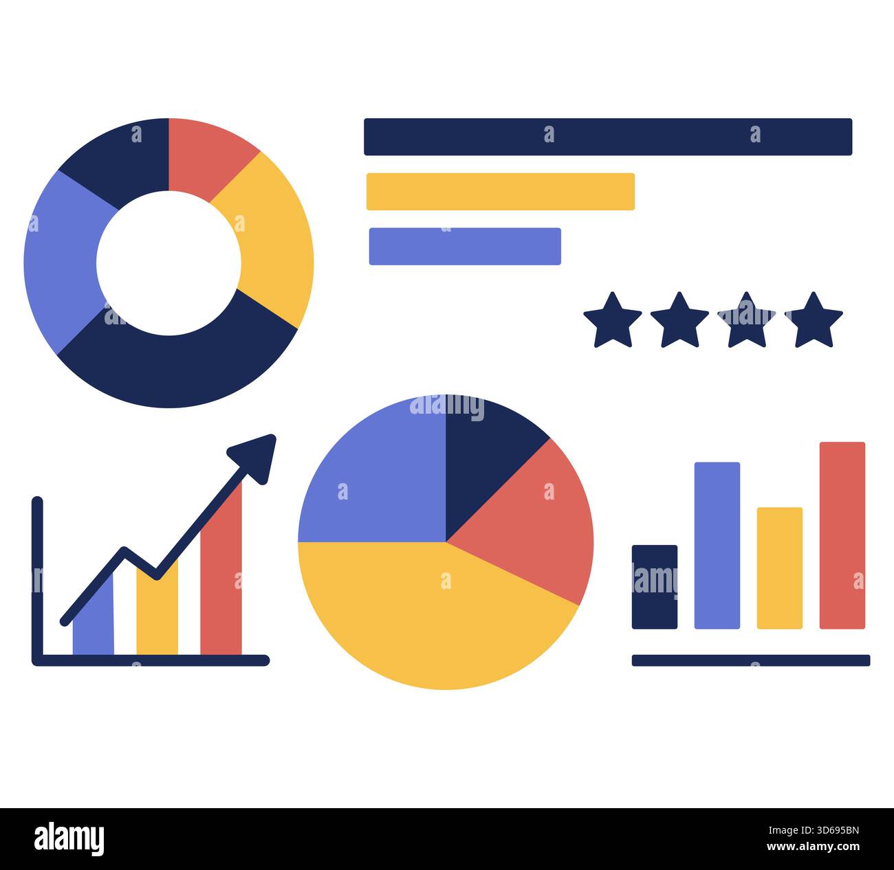 vector illustration depicts analyzing data with charts and graphs, and ...