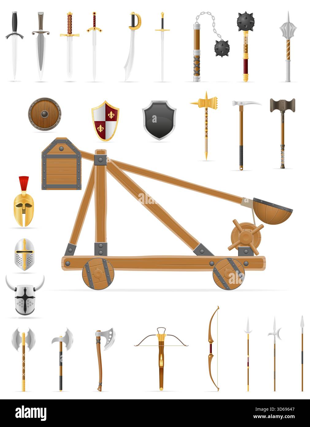 weapons ancient battle medieval icons cartoon stock vector illustration ...