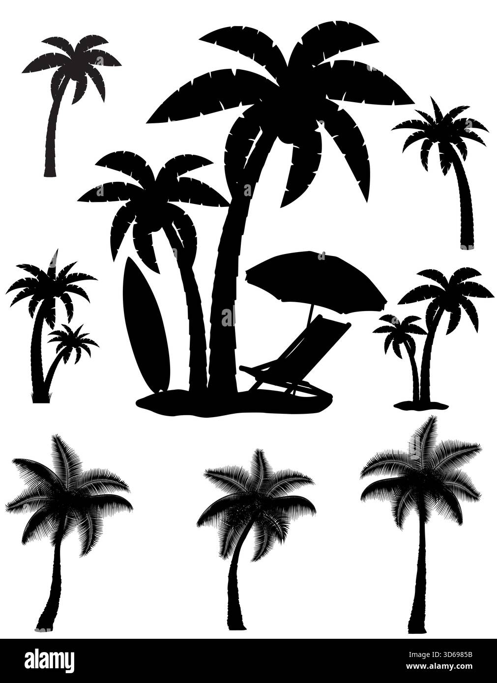 palm tropical tree black silhouette cartoon stock vector illustration ...