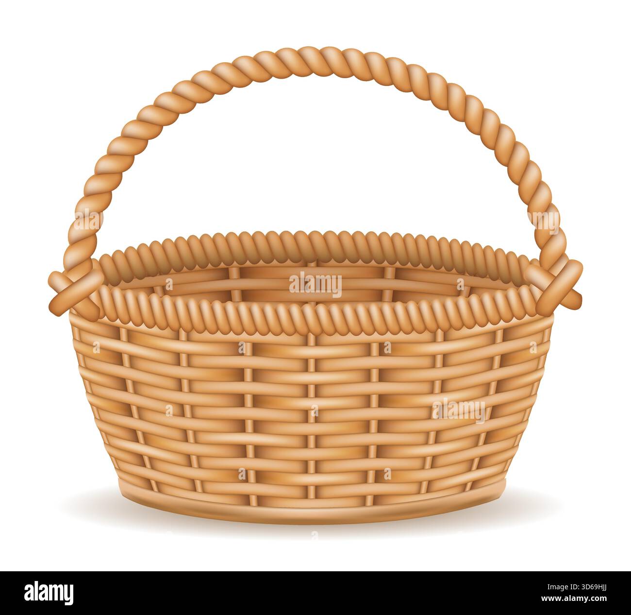 wicker basket vector illustration isolated on white background Stock Vector