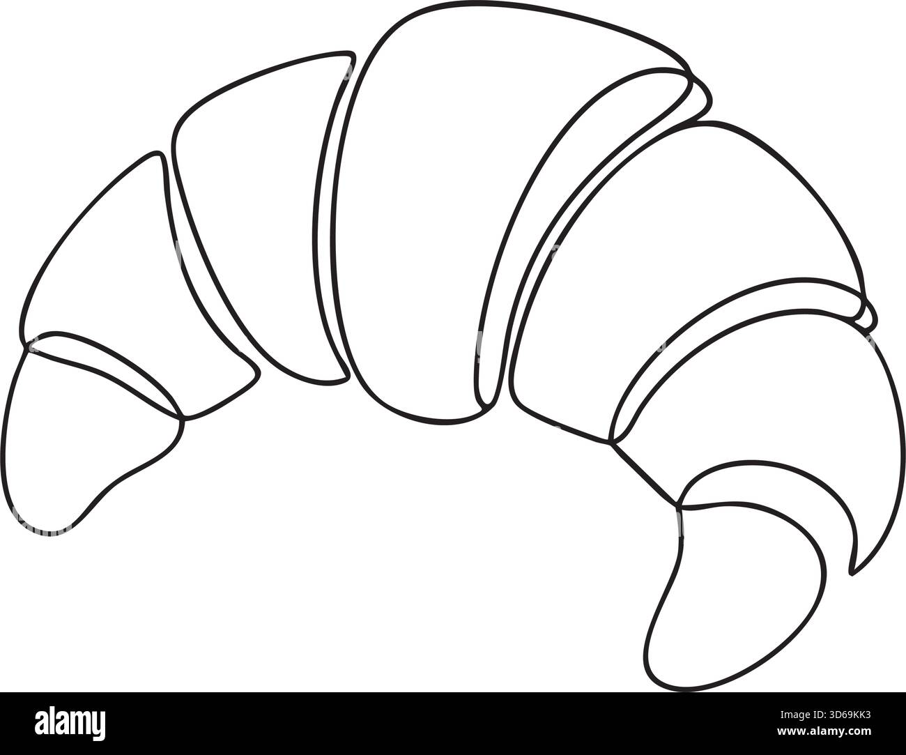 French croissant one line continuous drawing. Vector illustration. Stock Vector