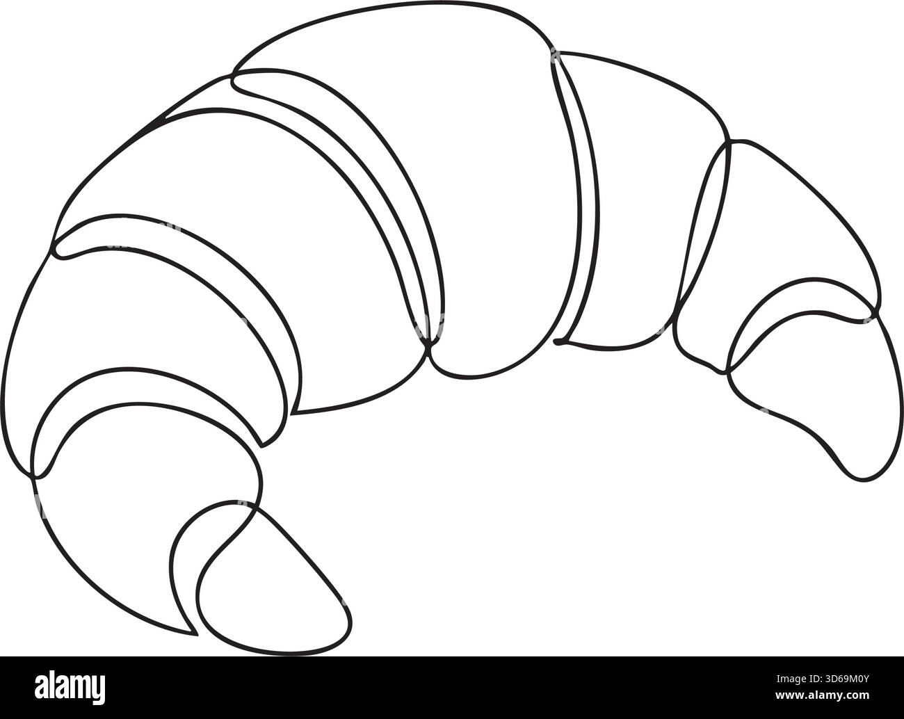 French croissant one line continuous drawing. Vector illustration Stock ...