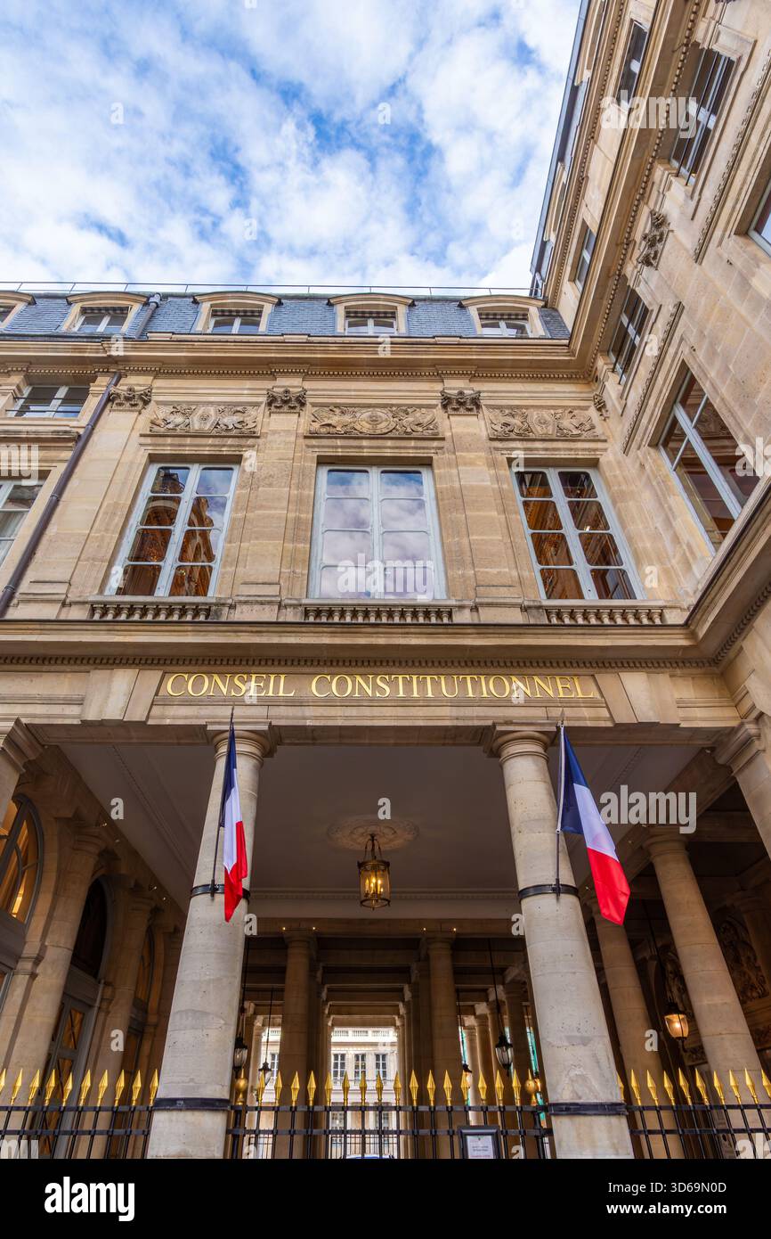 Facade of the French Constitutional Council, in charge of verifying the conformity of laws to the French constitution and the regularity of elections Stock Photo
