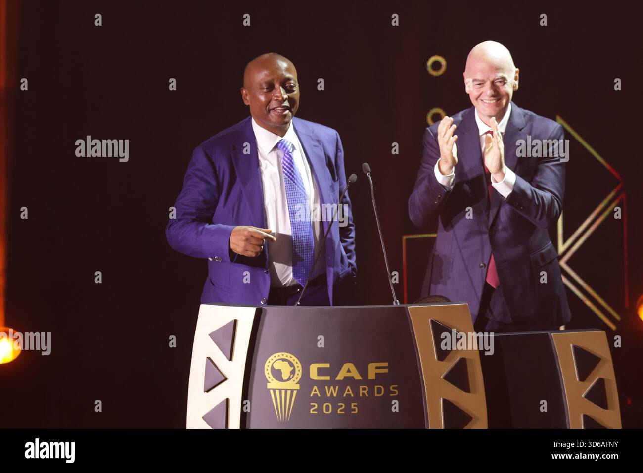 Rabat, Morocco. 19th Nov, 2025, Caf president Patrice Motsepe and FIFA ...