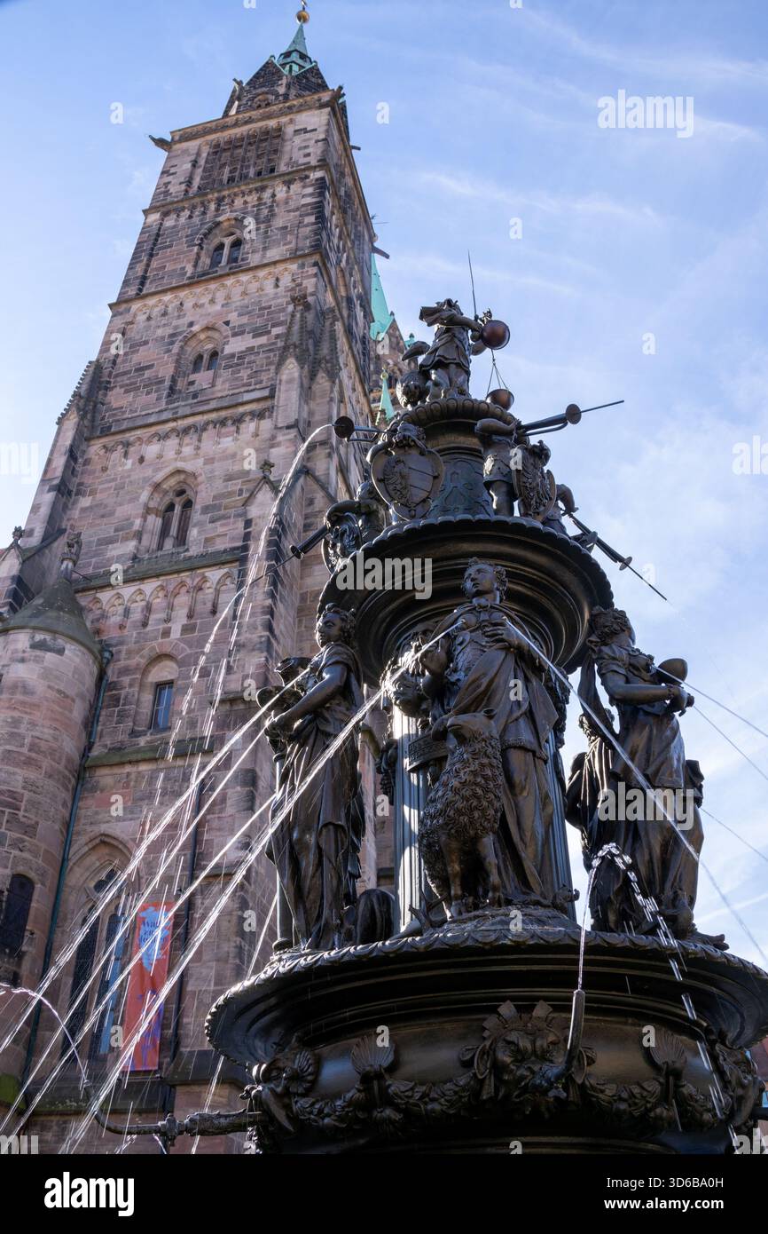 Virtue Fountain (Tugendbrunnen) in Nuremberg, Germany, historic ...