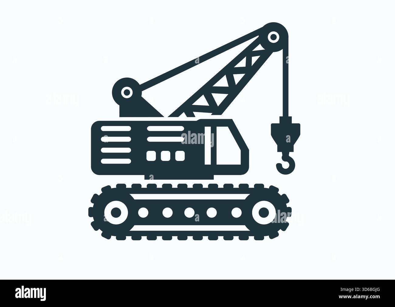 Flat vector icon of lifting construction crawler crane isolated on ...