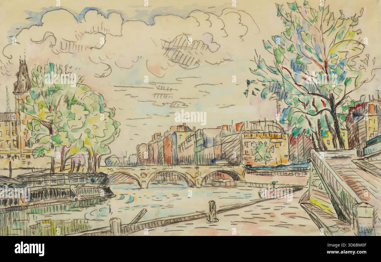 "Paris, Le Pont Louis Philippe. Paul Signac (French, 1863-1935 Stock ...