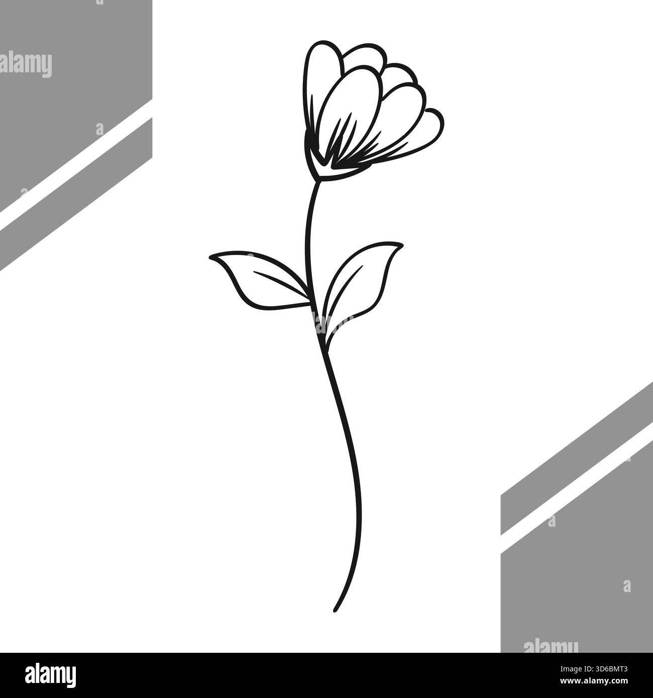 Simple Hand Drawn Flower Stem Line Art Illustration. Vector ...